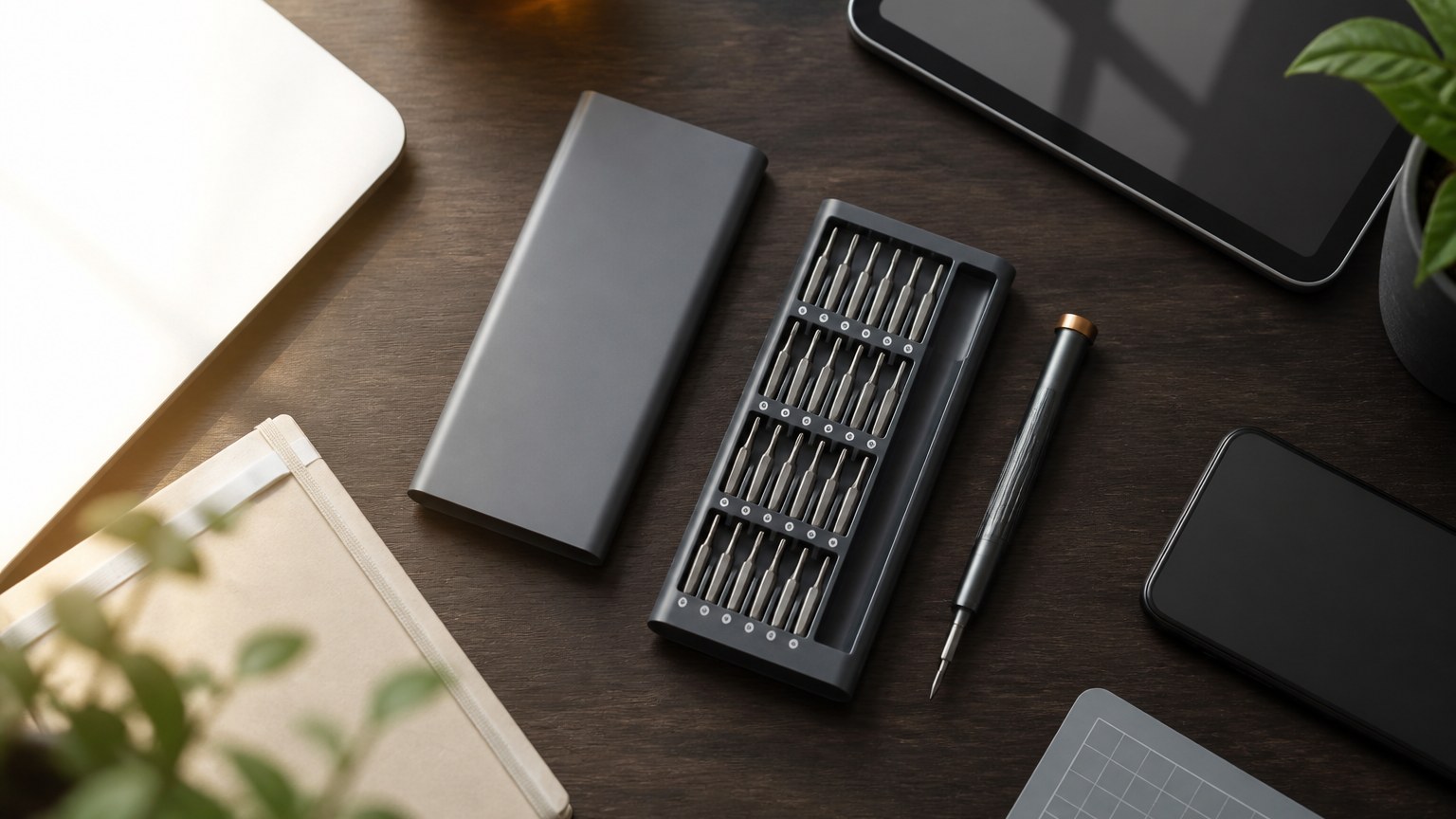 作業台に並べたドライバーセットのイメージ